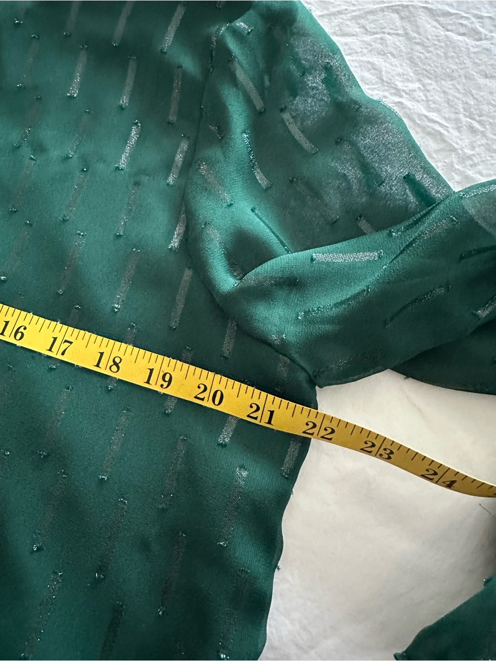 Banana Republic emerald green metallic sheer blouse, size large - Picture 6 of 9